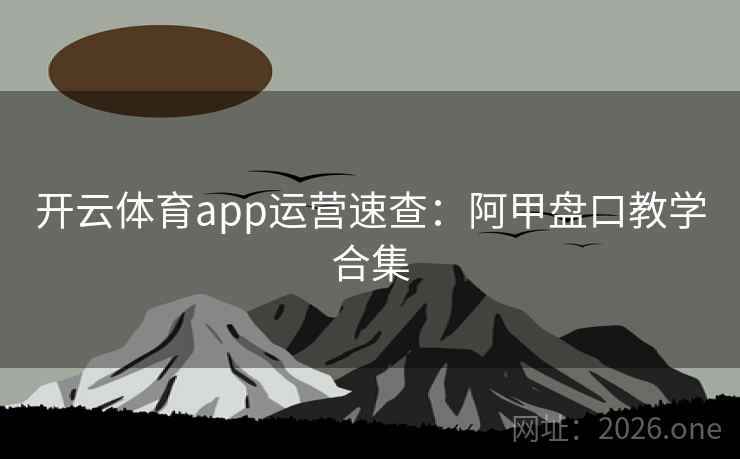 开云体育app运营速查:阿甲盘口教学合集