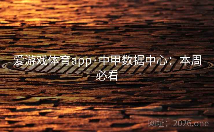 爱游戏体育app·中甲数据中心：本周必看